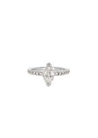 18ct white gold & white diamond Marquise Solitaire ring 51EU