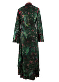F.R.S Dark Green Botanical Printed Satin Robe Dress