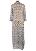 Marie France Van Damme Grey Long Sheer Silk Cover Up Dress