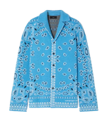 Alanui Blue Bandana Print Wool Cardigan