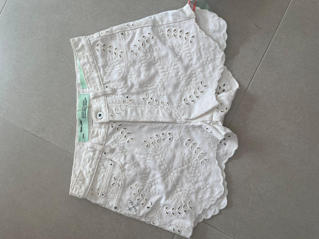 Off-White Broderie Anglaise Denim Shorts