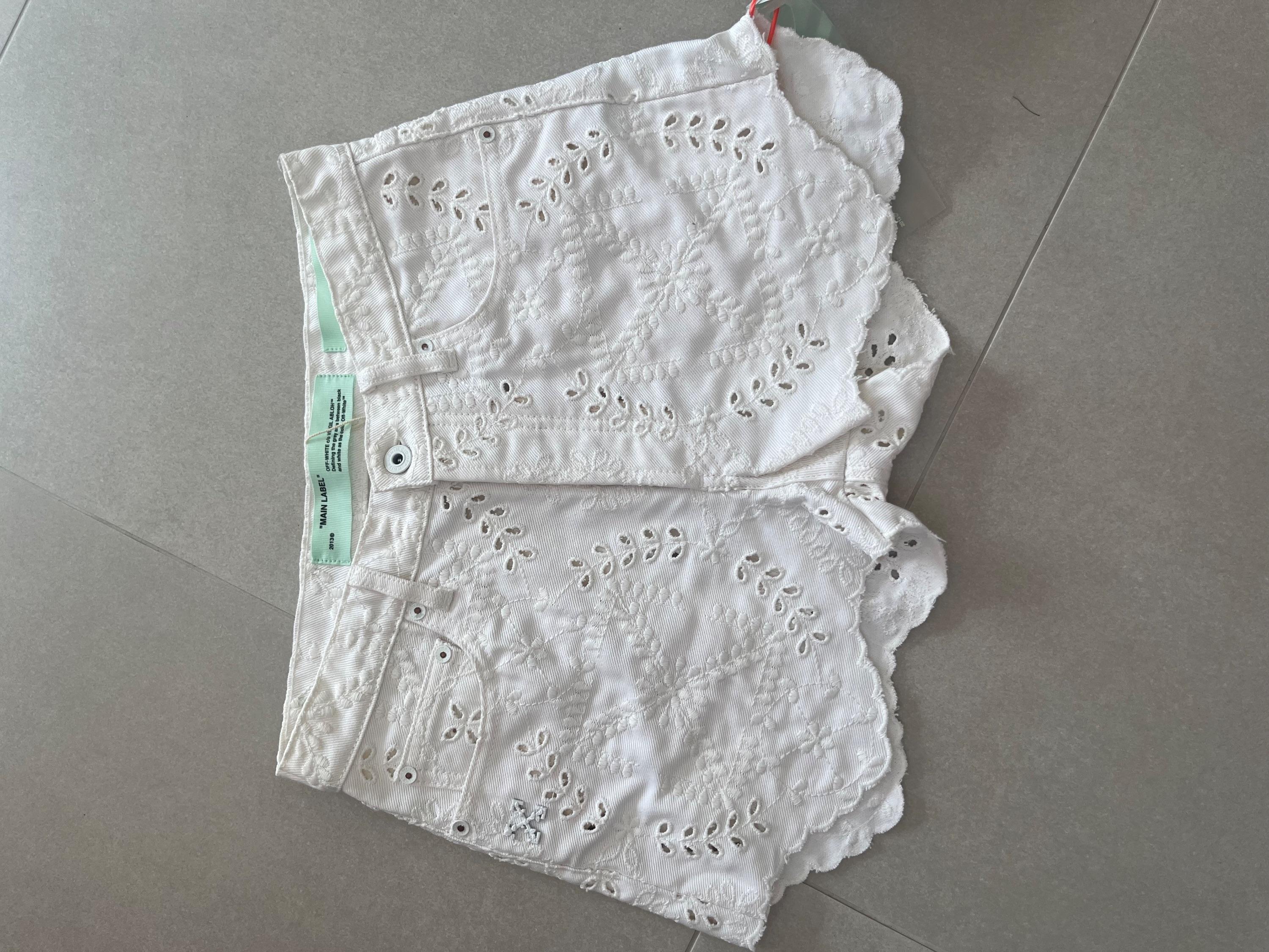 Off-White Broderie Anglaise Denim Shorts