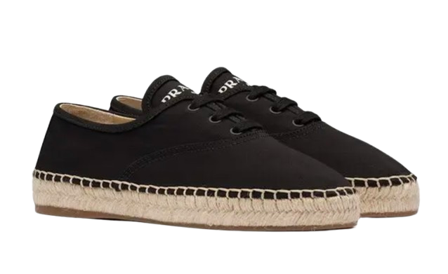 Black Lace-Up Espadrille Sneakers