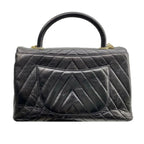 Crinkled Black Chevron Leather Coco Flap Bag
