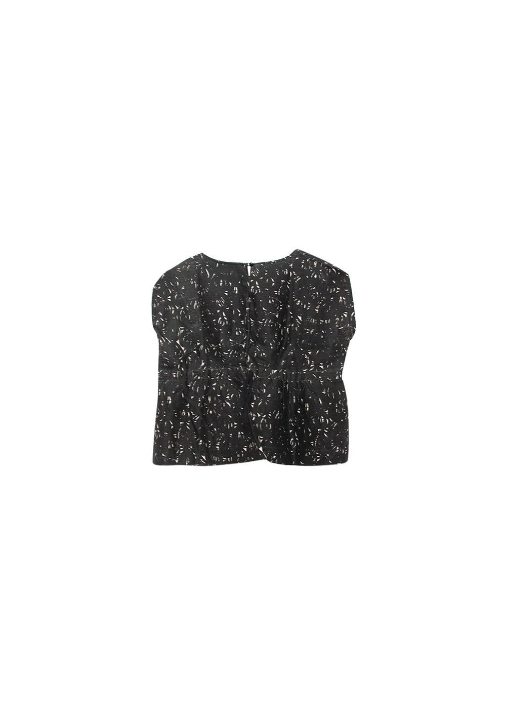 Black & white silk-blend top