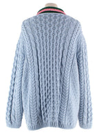 Miu Miu Blue Argyle Knit Jumper with Contrast Collar Detail