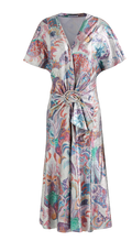 Paco Rabanne Draped Metallic Printed Midi Dress