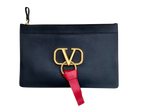 Valentino Black Leather V-Logo Clutch