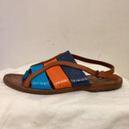 Tricolour snakeskin & tan leather sandals