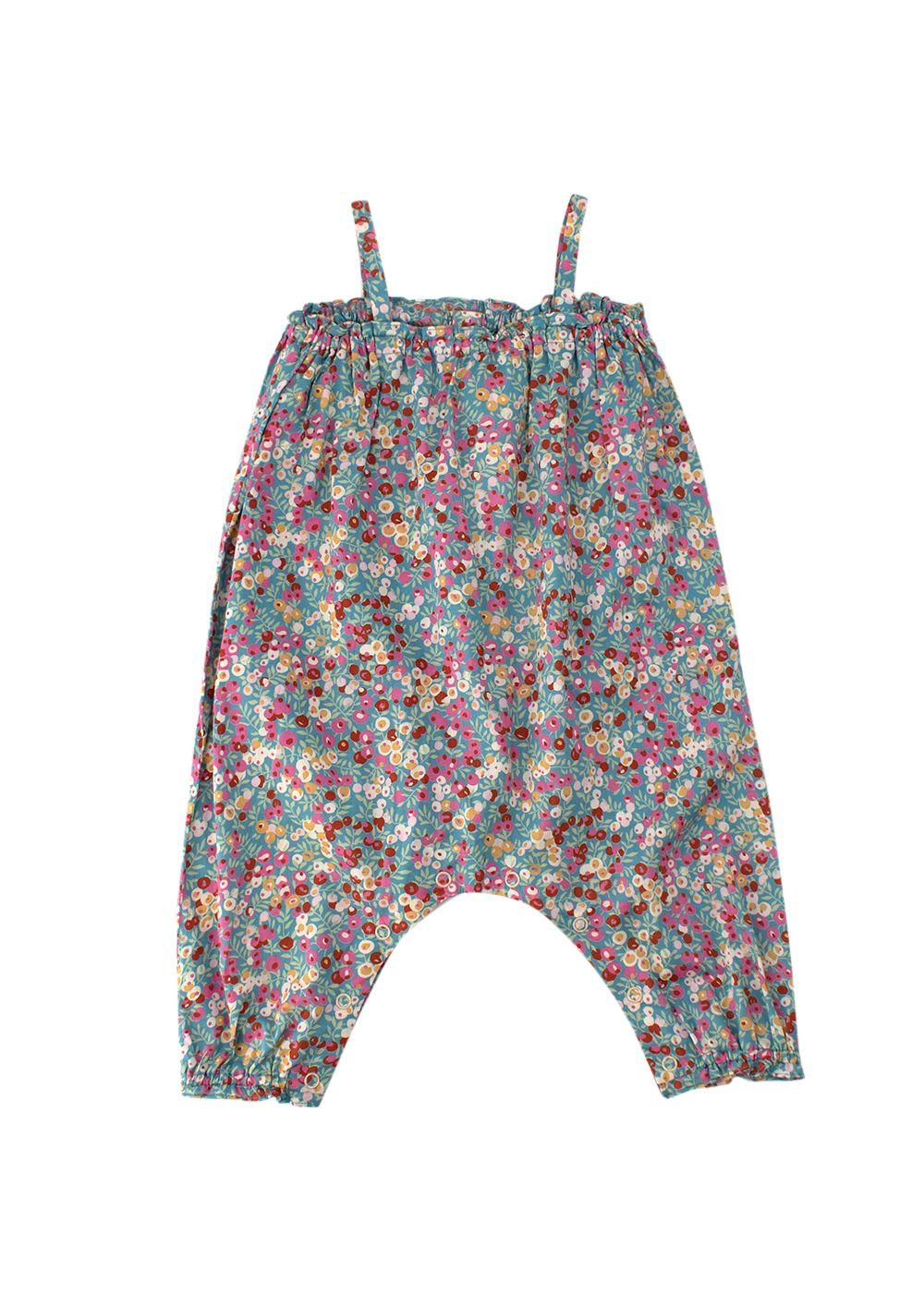 Bonpoint Baby 6m Blue Floral Overalls