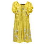 Gaetano Navarra Hand Embroidered Canary Yellow Beaded Dress