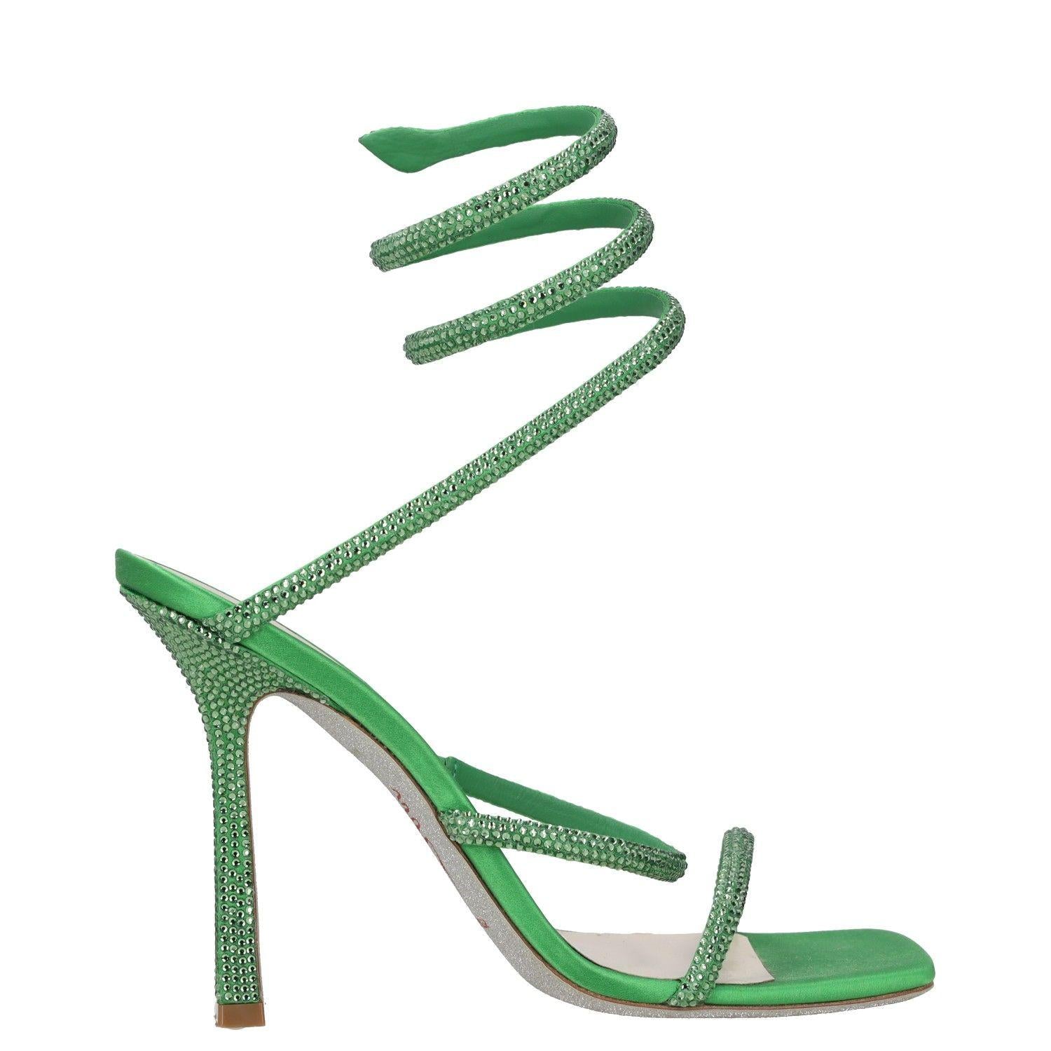 Rene Caovilla Cleo Crystal-embellished Satin Sandals