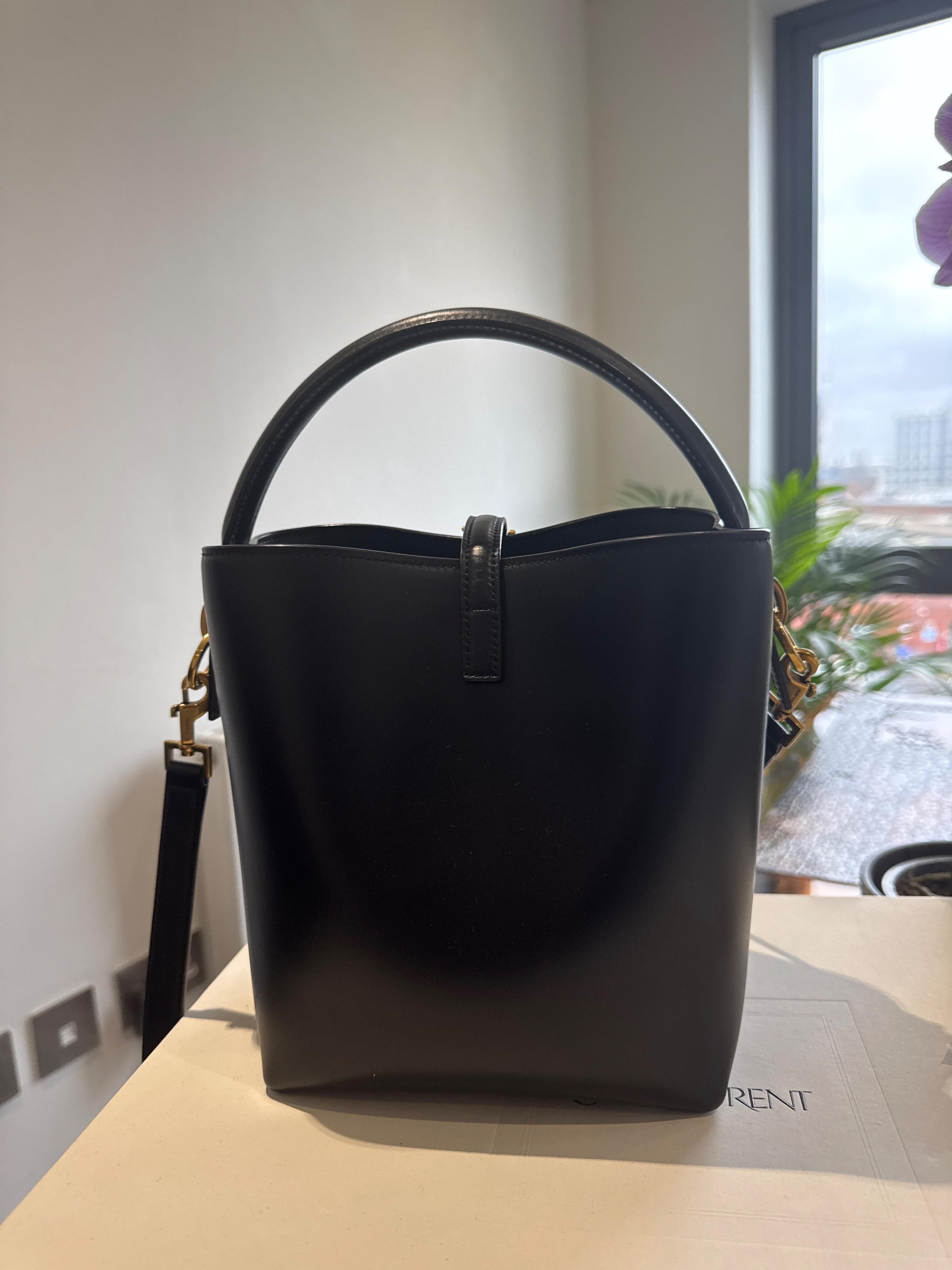 Saint Laurent Black Leather Bucket Bag