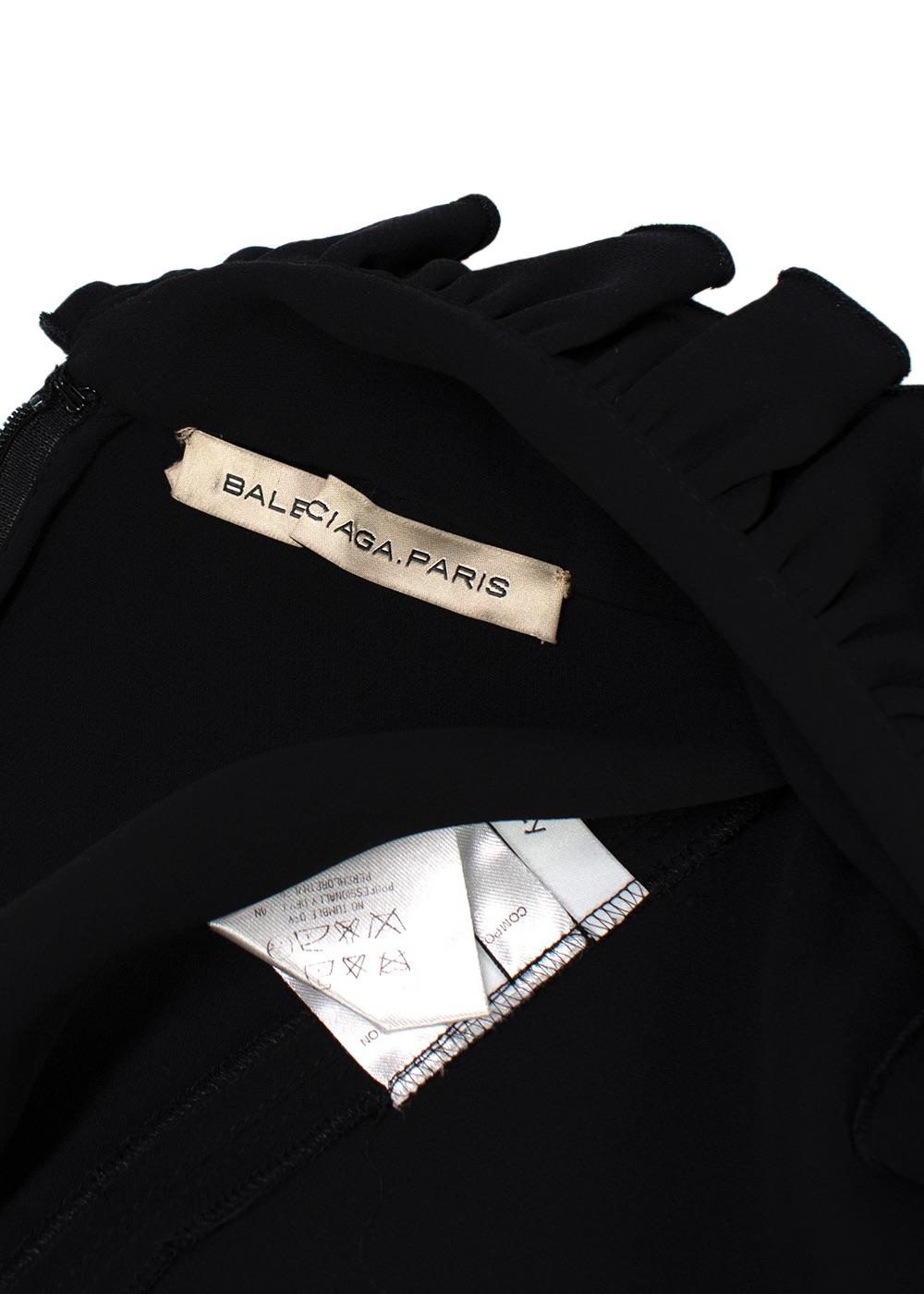 Balenciaga Black Ruffled Trimmed Mini Dress