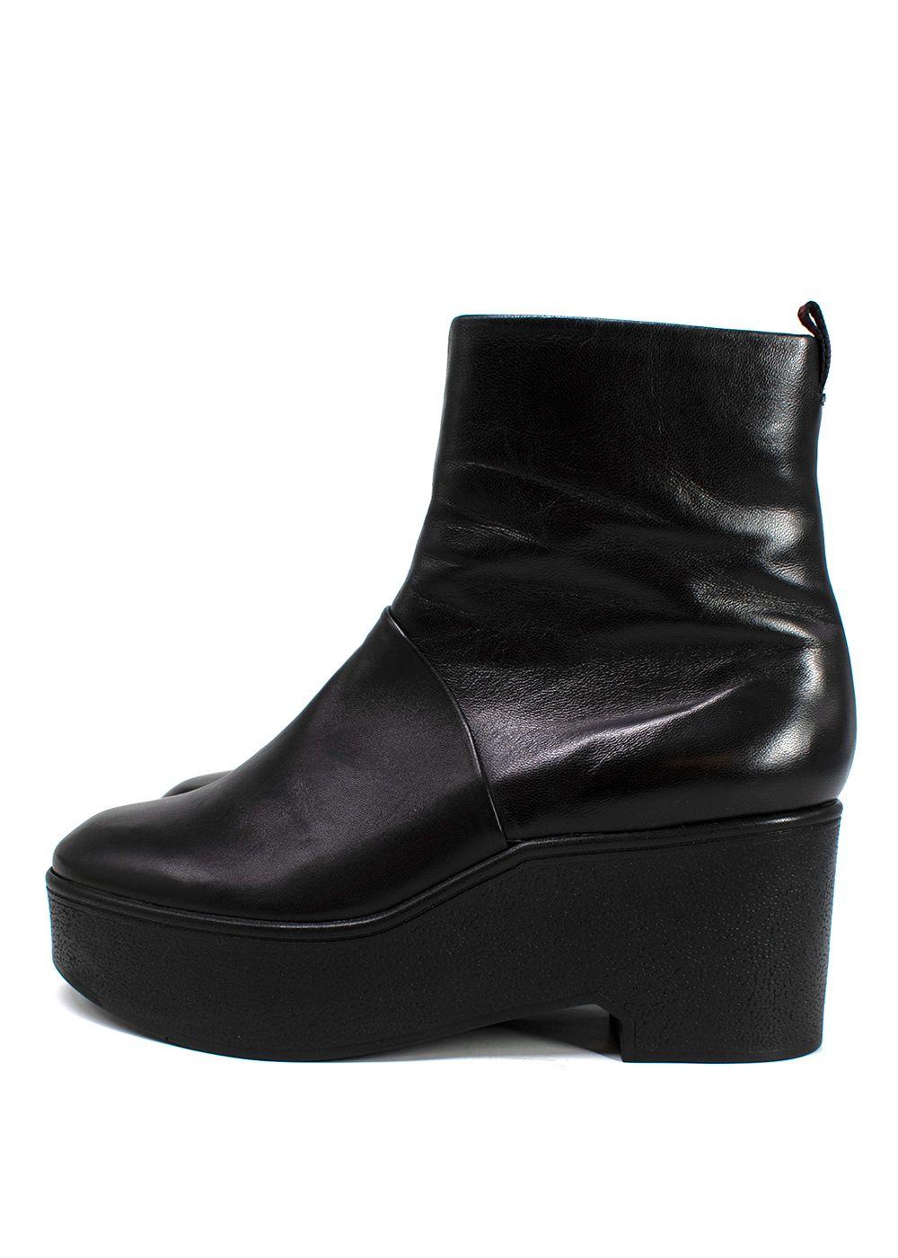 Robert Clergerie Black Leather Platform Ankle Boot