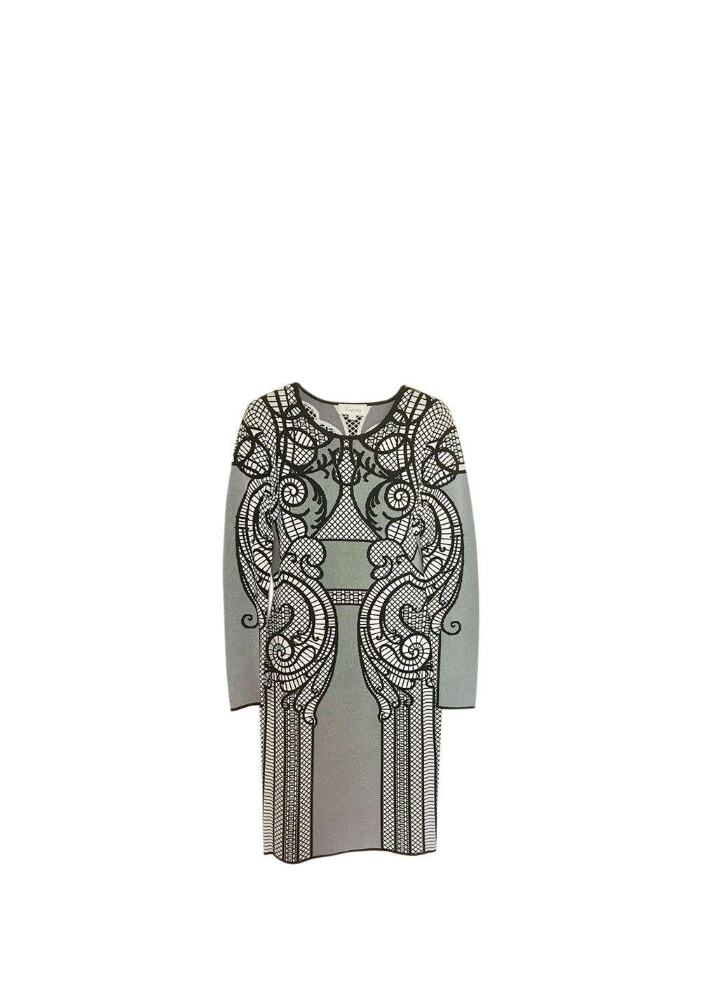 Black & White Printed Jacquard Dress