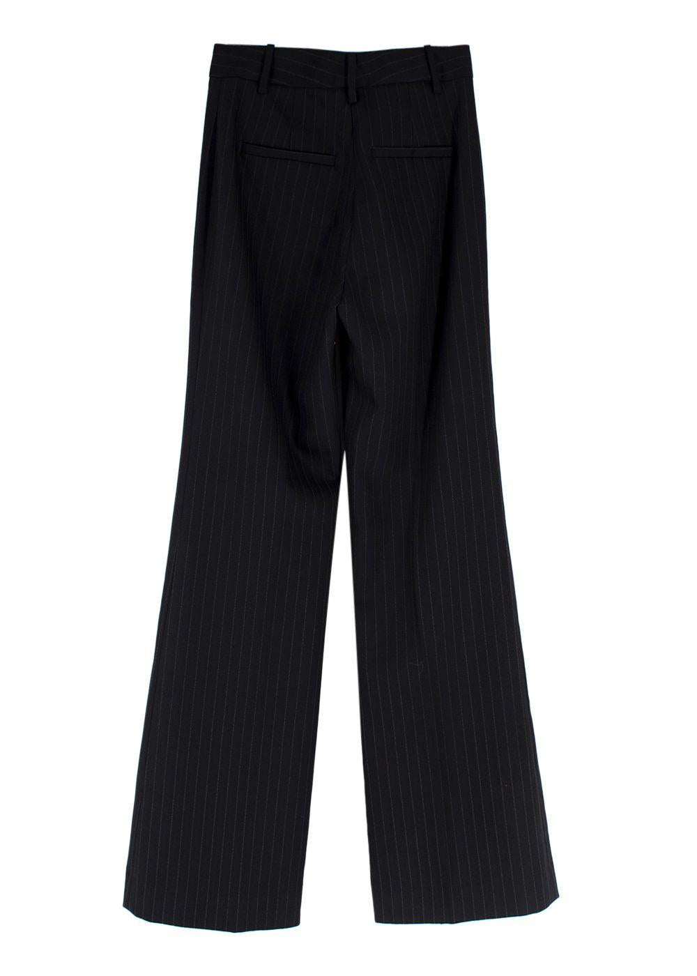 Nili Lotan Black Pinstripe Wide Leg Trousers
