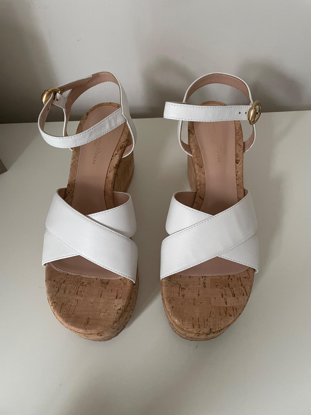 Gianvito Rossi White Cork Platform Wedges