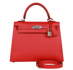 Rouge Rubis Sllier Epsom 25cms Kelly with Palladium Hardware