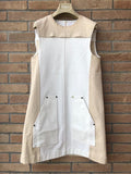 Chloe Sleeveless mini dress in colour-block stretch denim canvas