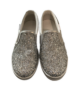 Metallic Silver Glitter Slip-On Sneakers