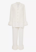 Olivia Von Halle Fifi Faux-Fur-Trim Silk Crepe Pyjamas