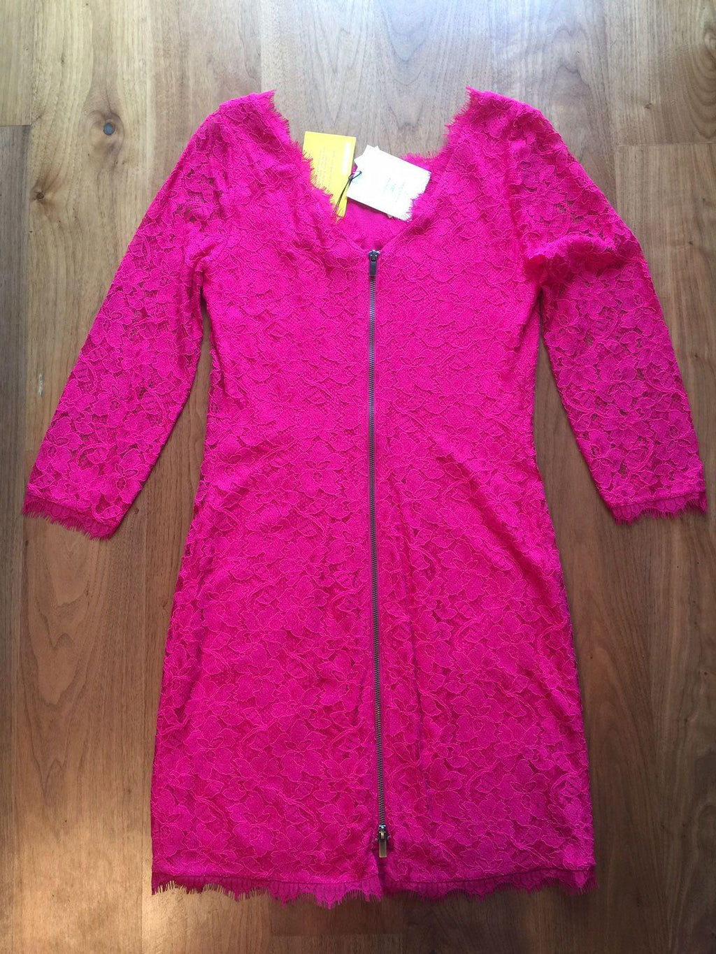 Hot-Pink Corded Lace Dress