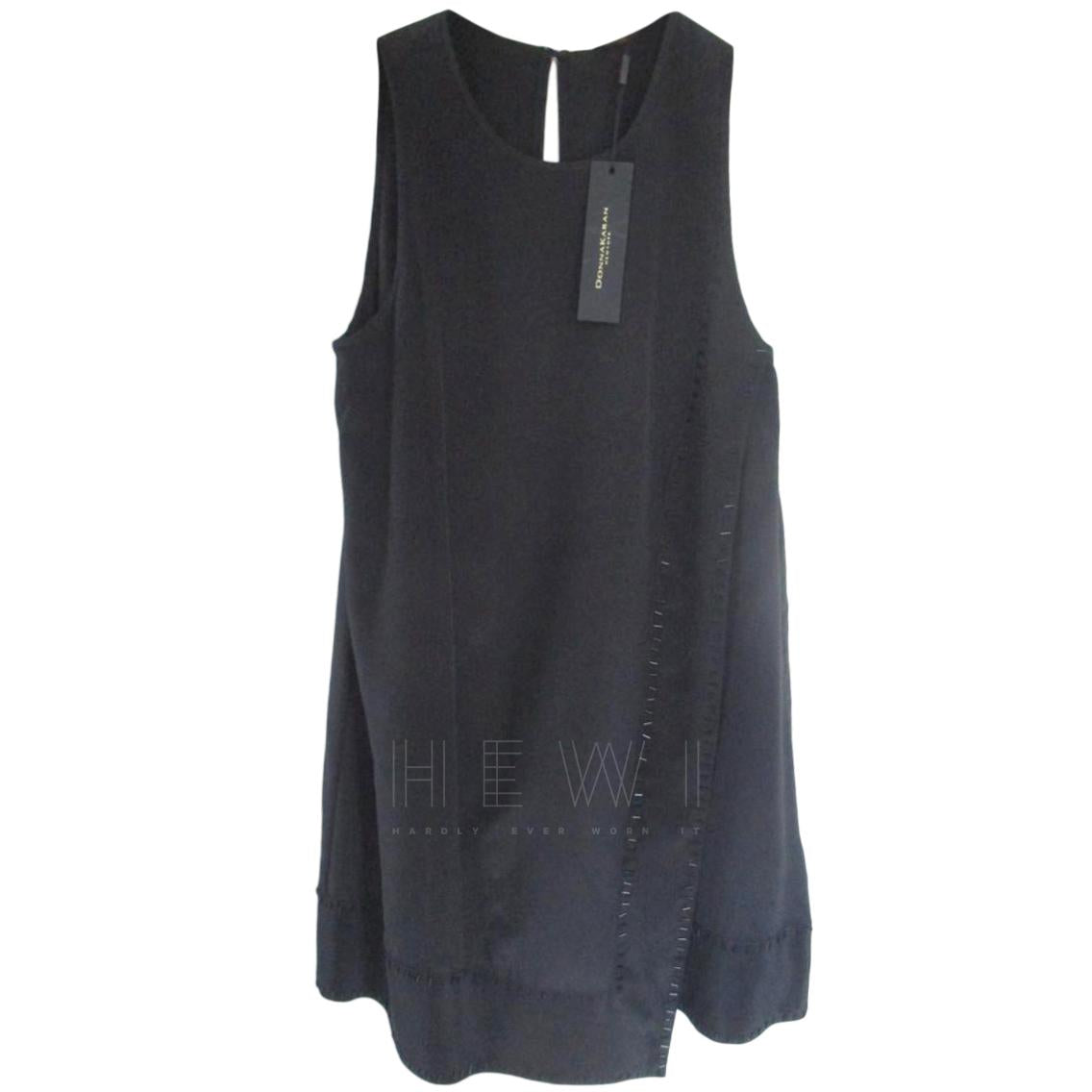Donna Karan Black 100% Silk Tunic Long Top Made in Italy
