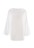 Nili Lotan white wide poplin top