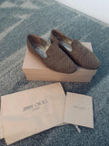 Taupe Studded Suede Loafers