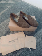 Taupe Studded Suede Loafers