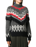 intarsia patterned fringed jumper