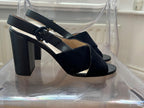 Black Suede And Leather Heeled Sandals