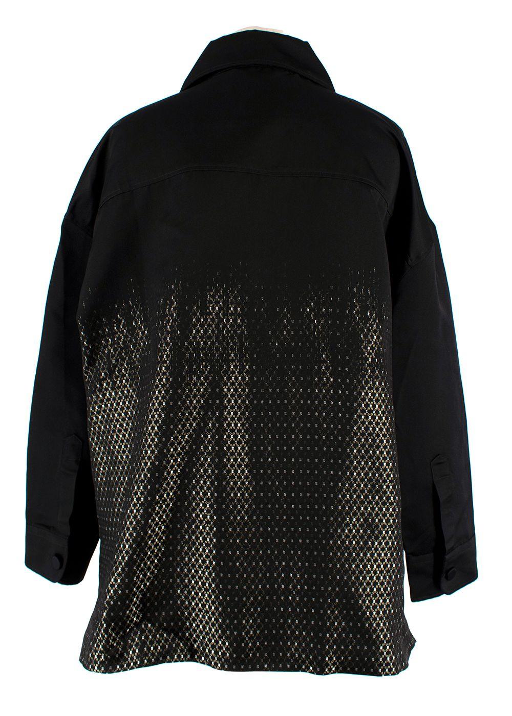 Fendi Black Silk Printed Button-down Shirt
