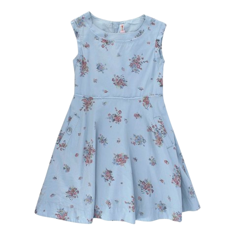 Bonpoint Kids Blue Floral Print Dress 8yrs