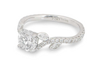 Intricate Floral White Gold Round Brilliant Cut Diamond Ring