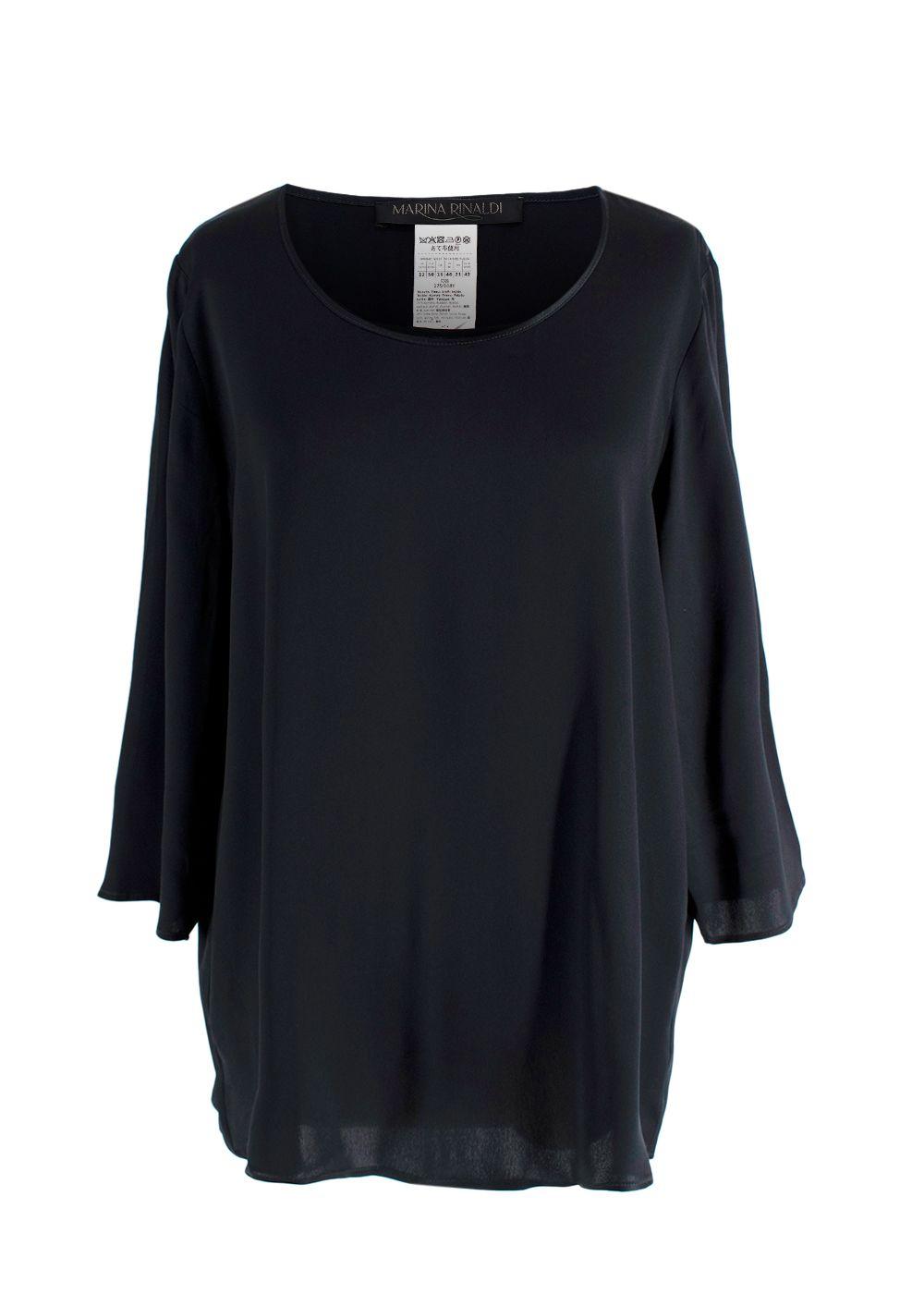 Marina Rinaldi Navy Silk- Blend Blouse