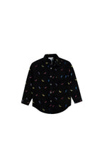 Black Banana Print Denim Shirt
