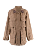 Tan Floral Embroidered Jacquard Jacket