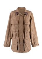 Tan Floral Embroidered Jacquard Jacket