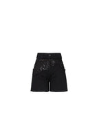 black sequin denim shorts
