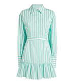 Patou Ruffled Mini Shirt Dress in Cotton-poplin