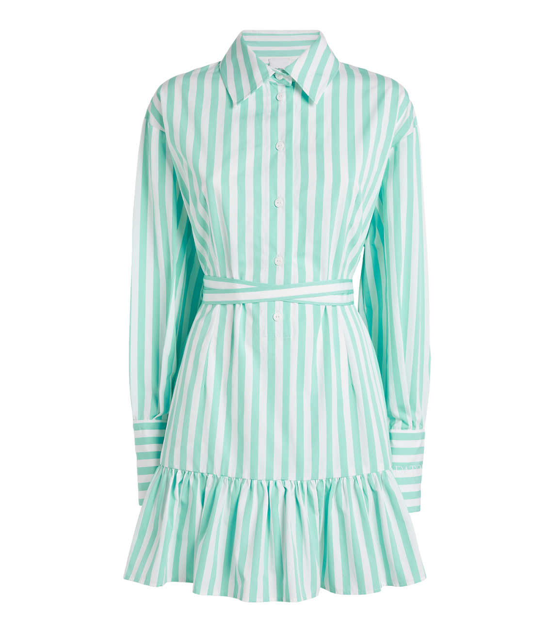 Patou Ruffled Mini Shirt Dress in Cotton-poplin