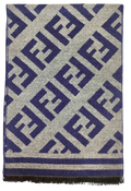 Fendi Grey and Blue Reversible Wool Scarf