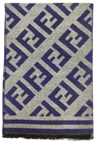 Fendi Grey and Blue Reversible Wool Scarf
