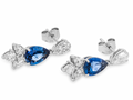 Platinum Set Pear-cut Sapphire & Diamond Drop Earrings