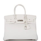 Hermes White Birkin 40 Retourne with Palladium Hardware