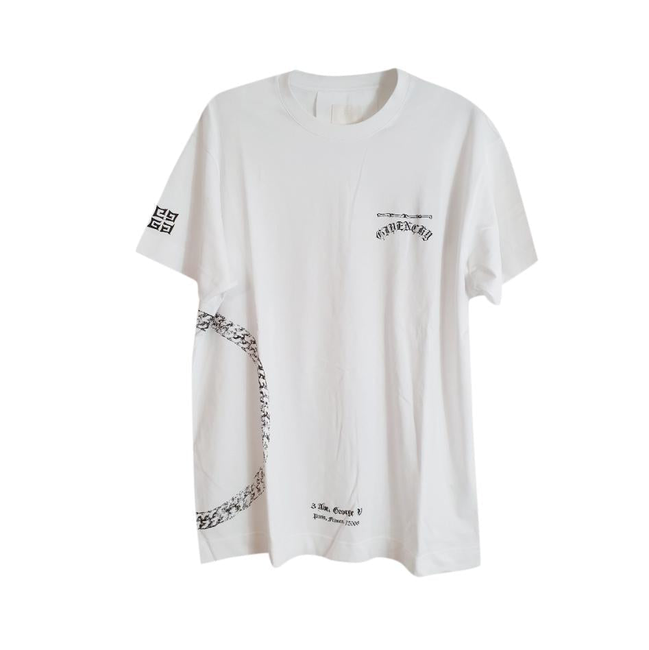 Givenchy White Chain Print T-Shirt