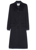 Miu Miu Black Single Breasted Longline Coat with Logo Detail
