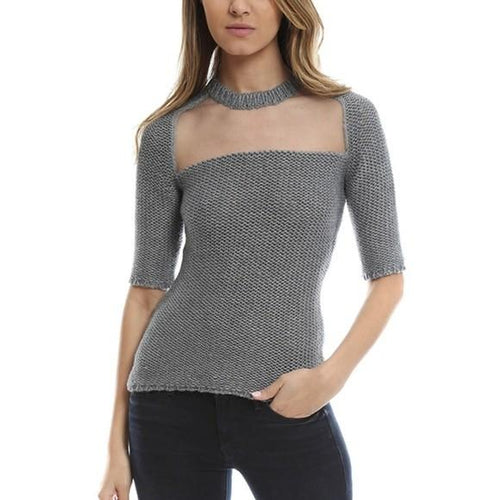 Acne Grey Mesh Panel Knit Jumper